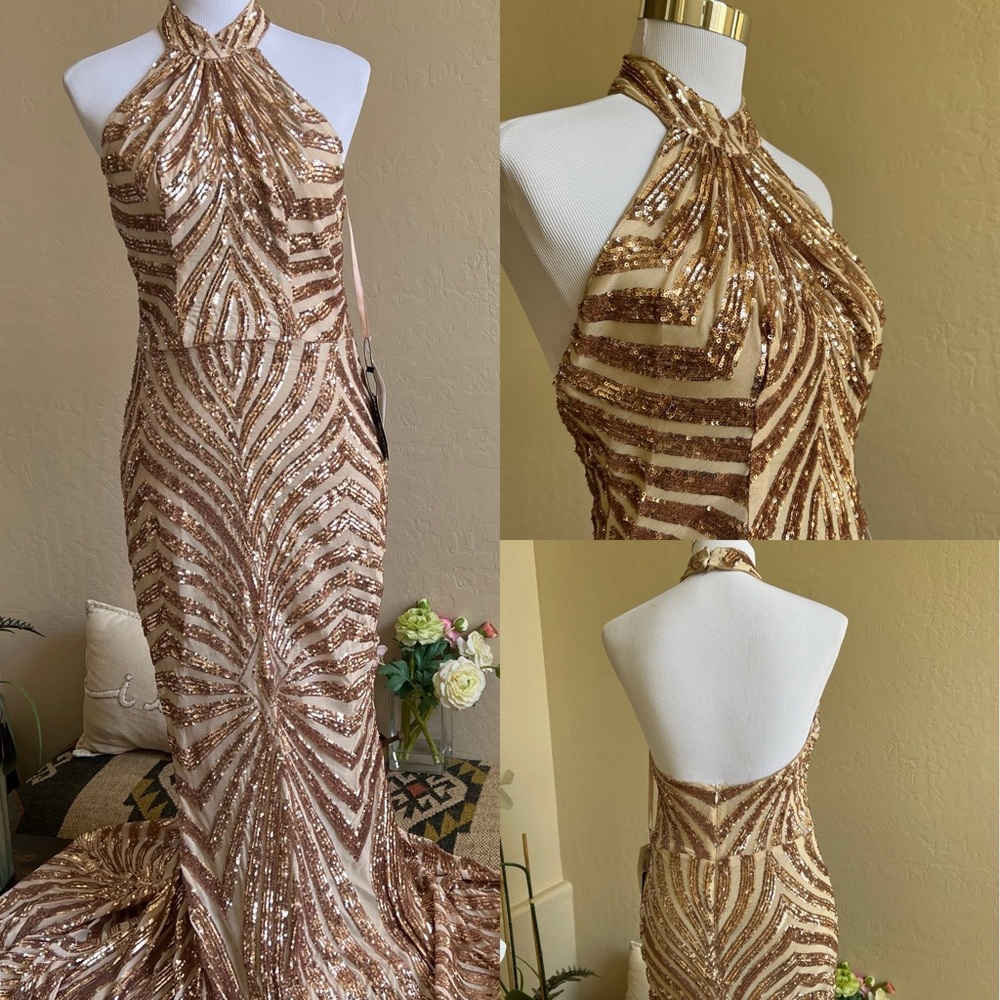 René The Label $380 Marquis Halter Neck Gown Size M